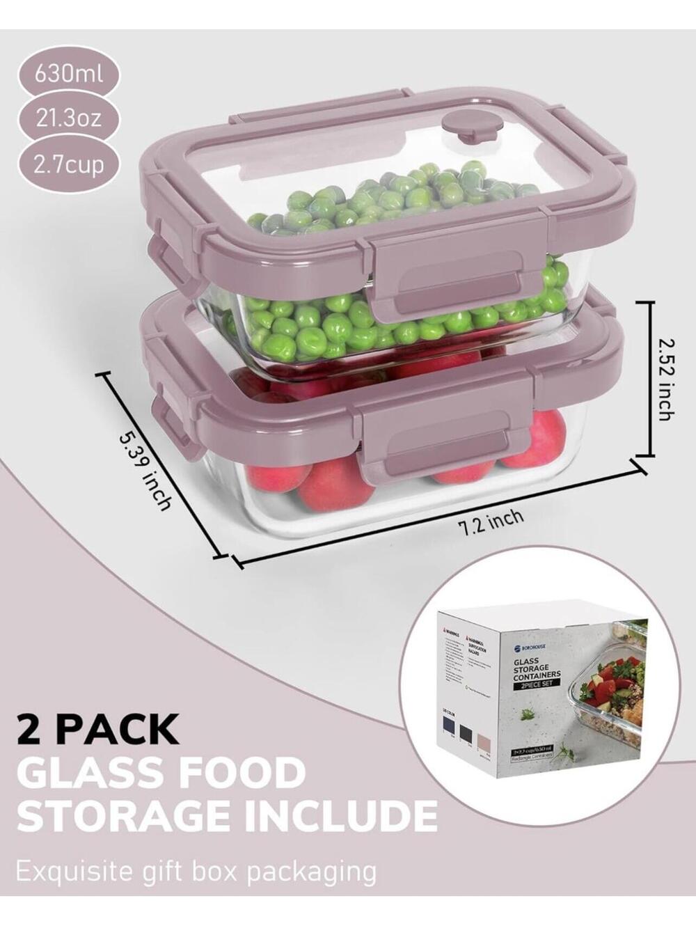 Borohouse Glass Food Storage Containers 2-Piece Set